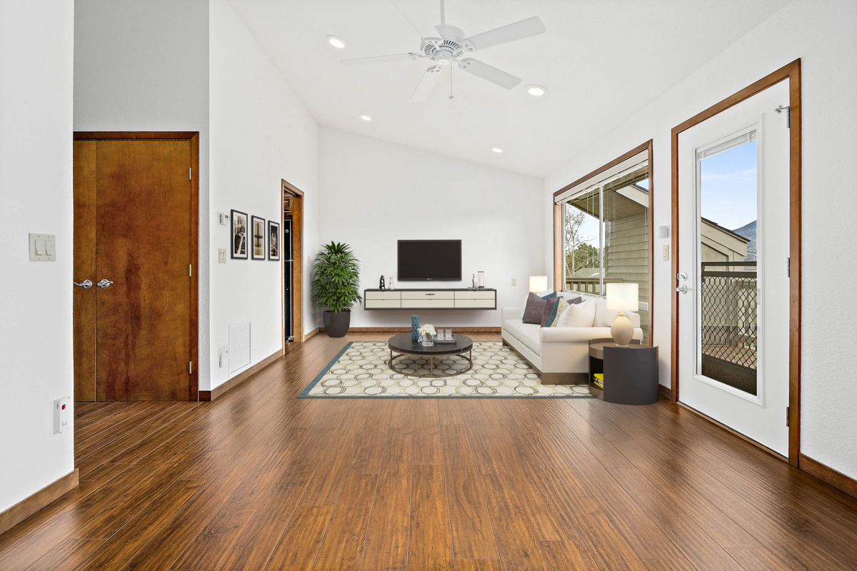 An open living area in a Rogue Valley Manor cottage.